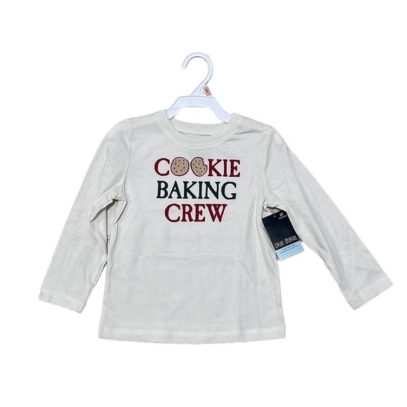 Okie Dokie Christmas Long Sleeve T-Shirt NWT Cookie Baking Crew White Size 5T - Picture 1 of 6